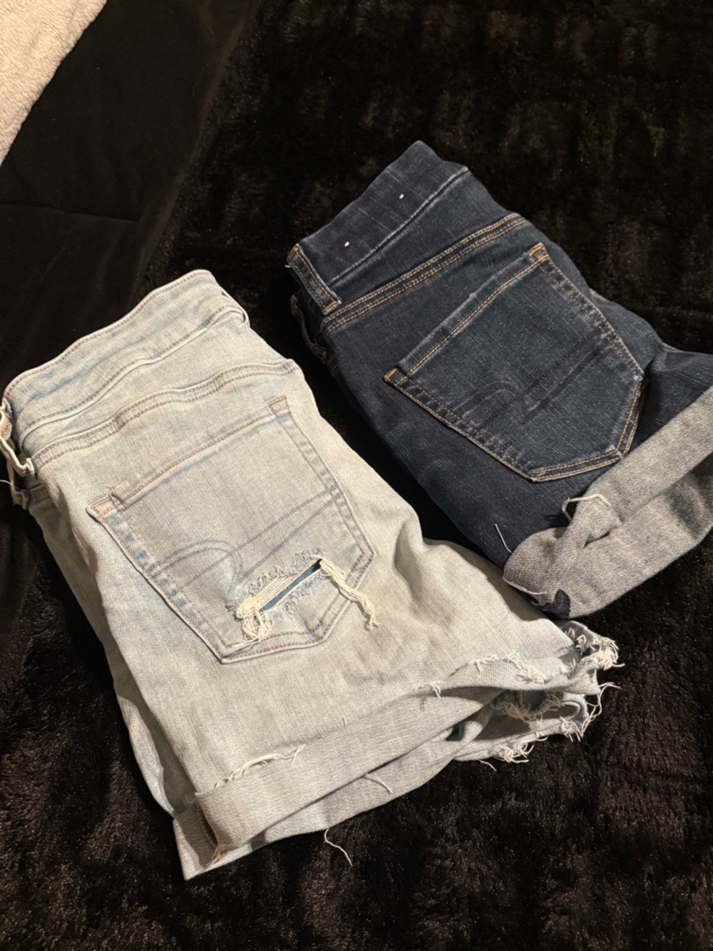 American Eagle Outfitters Light Blue and Dark Blue Jean Shorts
